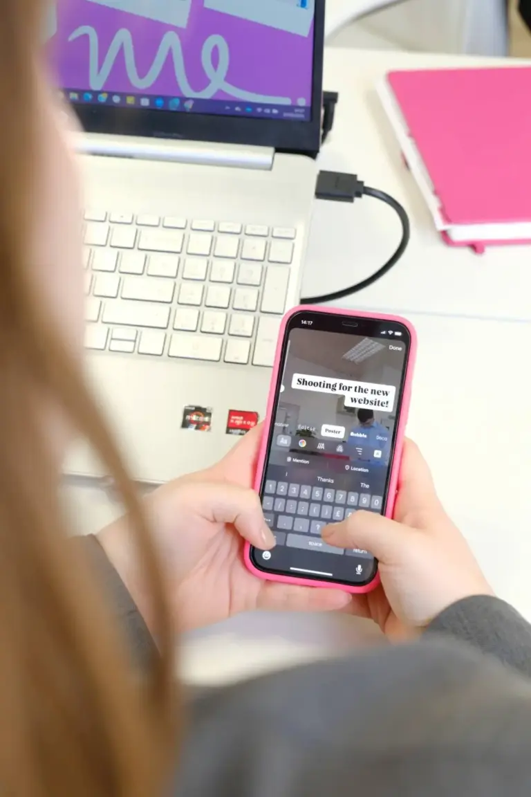 Creating a social media post on a phone