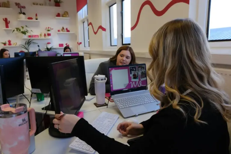 Working at computer screens
